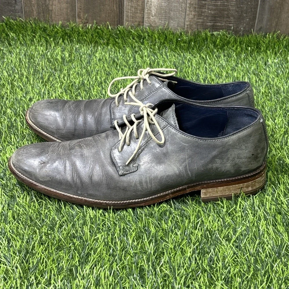 Cole Haan Williams Men's 10M Distressed Gray Leather Plain Toe Oxford Shoes
